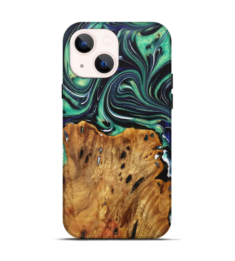 iPhone 13 Wood Live Edge Phone Case - Leann (Green, 730353)