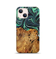 iPhone 13 mini Wood Live Edge Phone Case - Leann (Green, 730353)