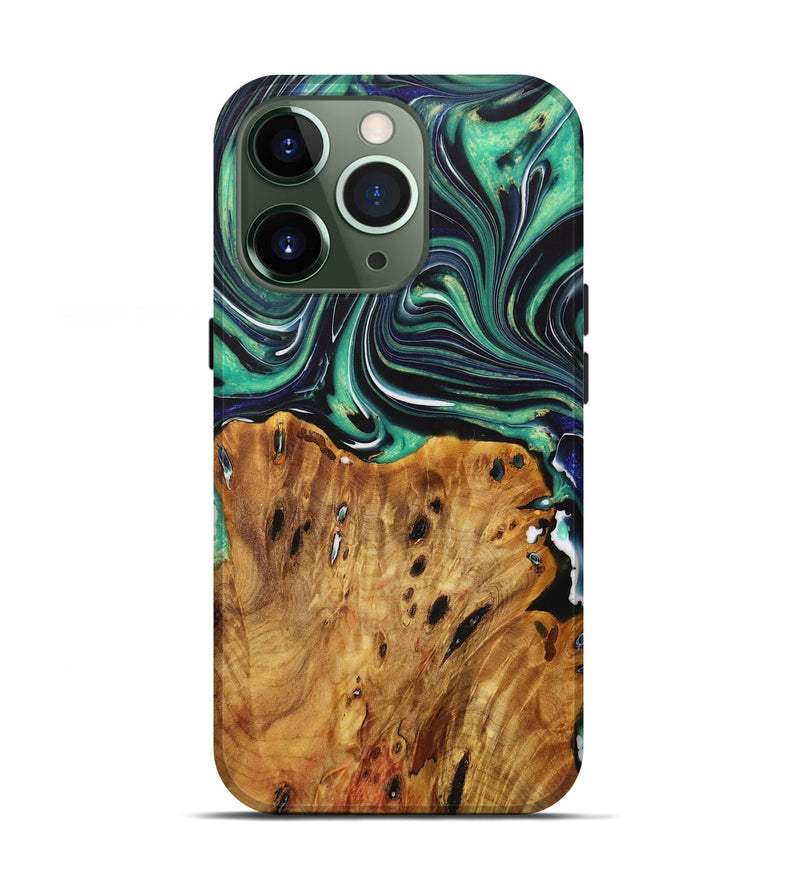 iPhone 13 Pro Wood Live Edge Phone Case - Leann (Green, 730353)