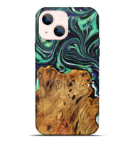 iPhone 14 Plus Wood Live Edge Phone Case - Leann (Green, 730353)