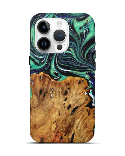 iPhone 15 Pro Wood Live Edge Phone Case - Leann (Green, 730353)