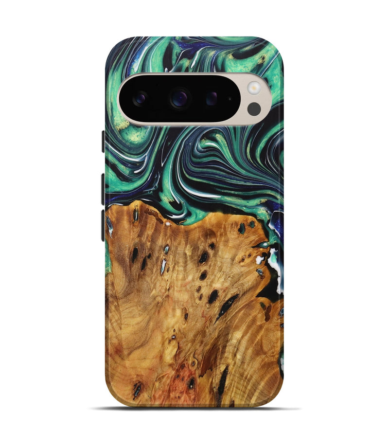 Pixel 9 Wood Live Edge Phone Case - Leann (Green, 730353)