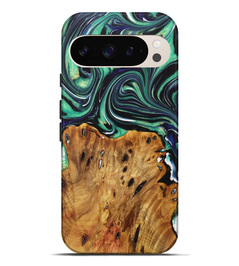 Pixel 9 Pro XL Wood Live Edge Phone Case - Leann (Green, 730353)