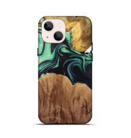 iPhone 13 mini Wood Live Edge Phone Case - Liddie (Green, 730355)