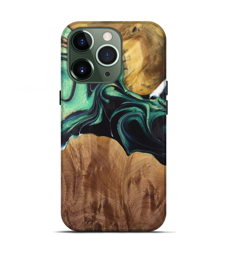 iPhone 13 Pro Wood Live Edge Phone Case - Liddie (Green, 730355)