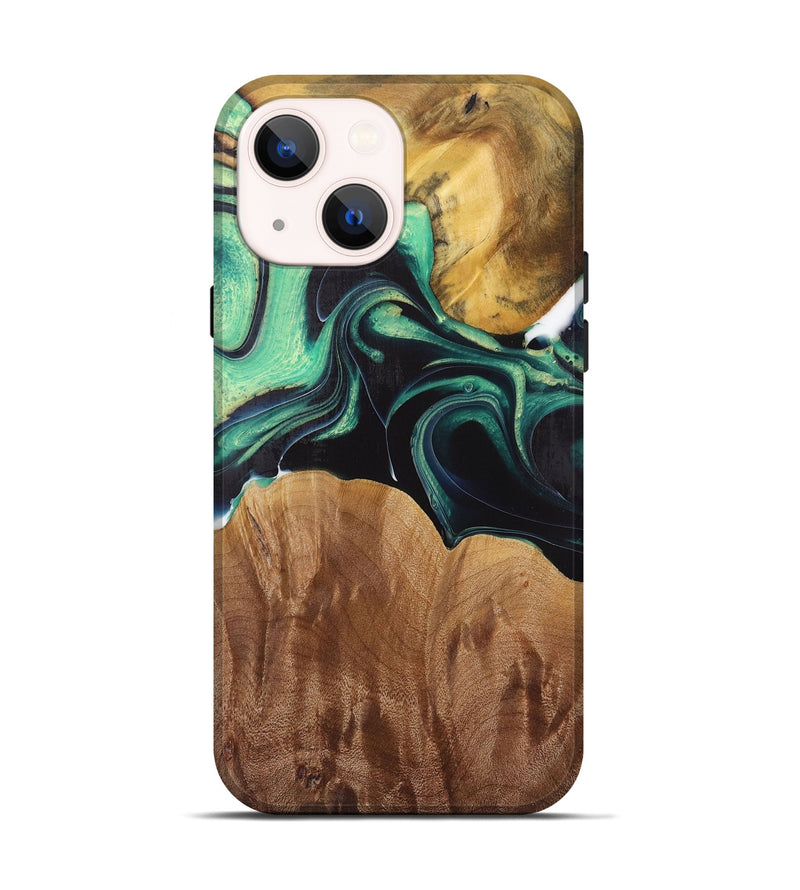 iPhone 14 Wood Live Edge Phone Case - Liddie (Green, 730355)