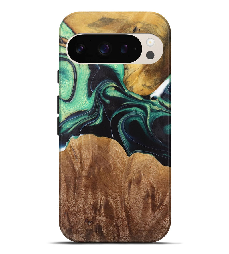 Pixel 9 Pro XL Wood Live Edge Phone Case - Liddie (Green, 730355)