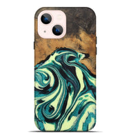 iPhone 14 Plus Wood Live Edge Phone Case - Kyan (Green, 730358)