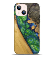 iPhone 14 Plus Wood Live Edge Phone Case - Barsha (Green, 730360)