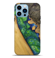 iPhone 14 Pro Max Wood Live Edge Phone Case - Barsha (Green, 730360)