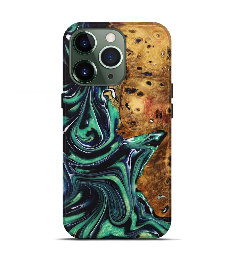 iPhone 13 Pro Wood Live Edge Phone Case - Seang (Green, 730362)