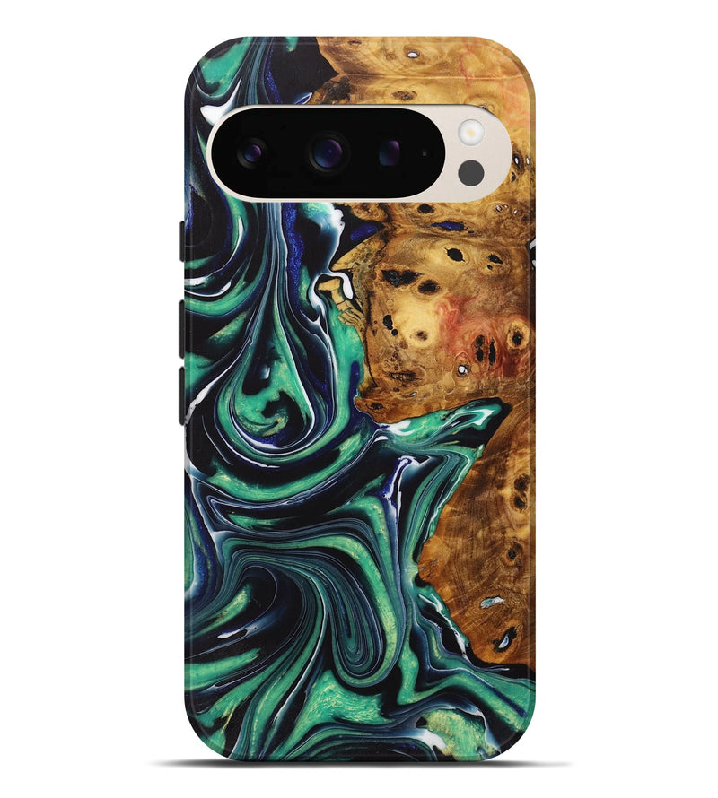 Pixel 9 Pro XL Wood Live Edge Phone Case - Seang (Green, 730362)