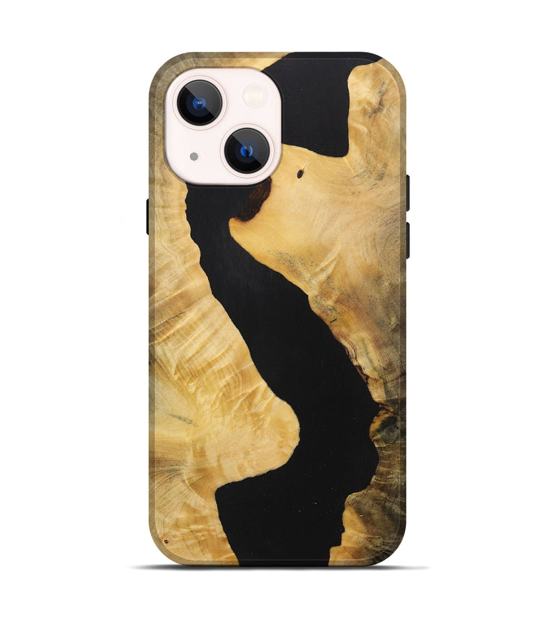 iPhone 14 Wood Live Edge Phone Case - Skippy (Pure Black, 730363)