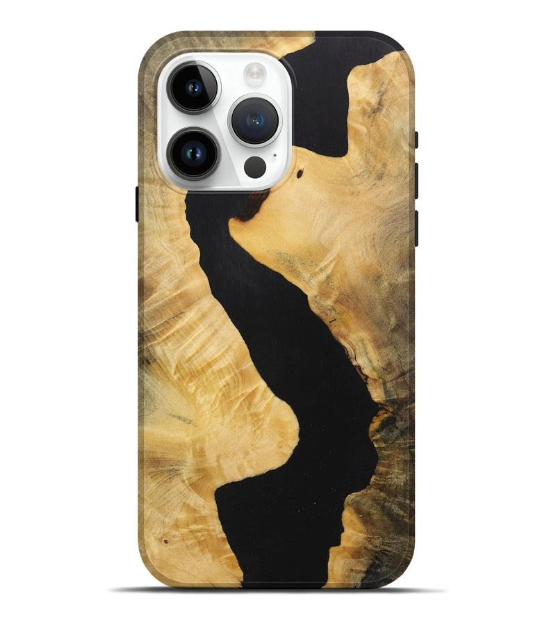 iPhone 15 Pro Max Wood Live Edge Phone Case - Skippy (Pure Black, 730363)