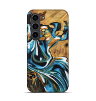 Galaxy S23 Wood Live Edge Phone Case - Dameon (Teal & Gold, 730370)