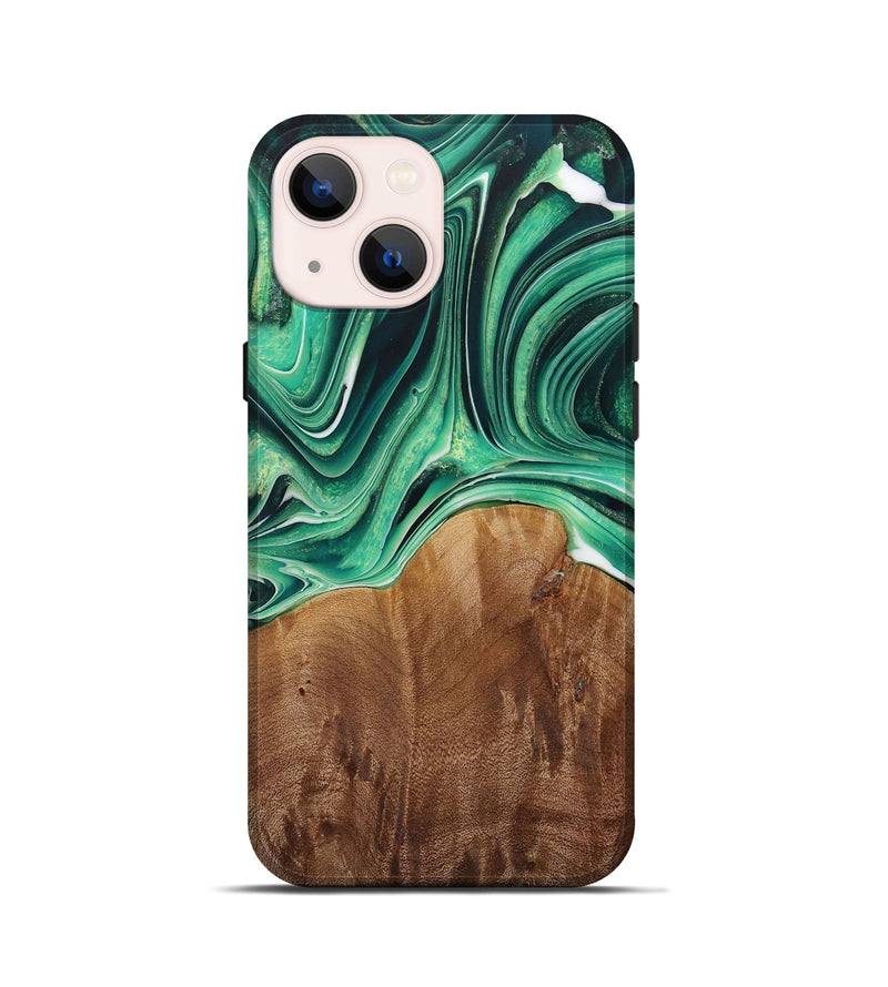 iPhone 13 mini Wood Live Edge Phone Case - Nita (Green, 730372)