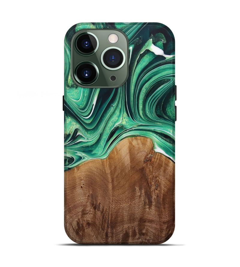 iPhone 13 Pro Wood Live Edge Phone Case - Nita (Green, 730372)