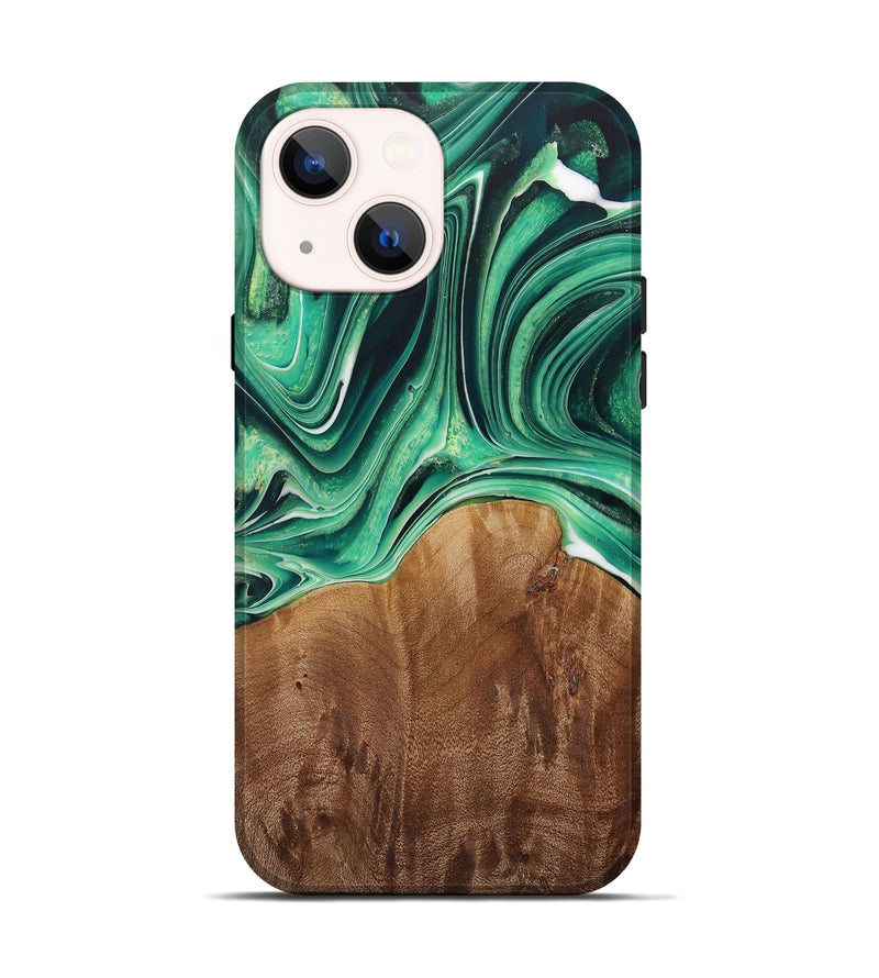 iPhone 14 Wood Live Edge Phone Case - Nita (Green, 730372)