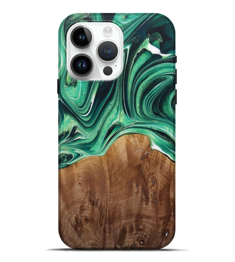 iPhone 15 Pro Max Wood Live Edge Phone Case - Nita (Green, 730372)