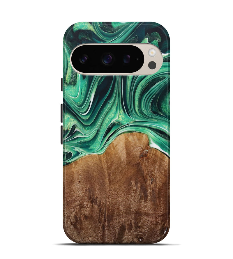 Pixel 9 Wood Live Edge Phone Case - Nita (Green, 730372)