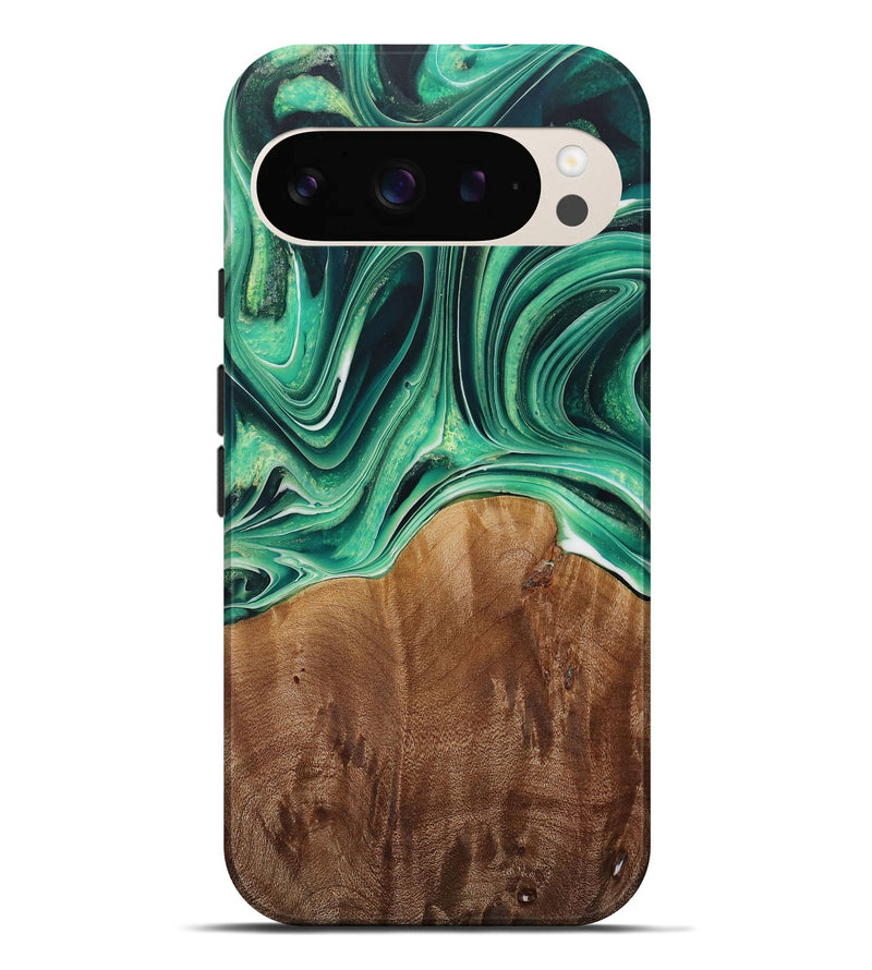 Pixel 9 Pro XL Wood Live Edge Phone Case - Nita (Green, 730372)