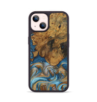 iPhone 14 Wood Phone Case - Sharla (Teal & Gold, 730375)