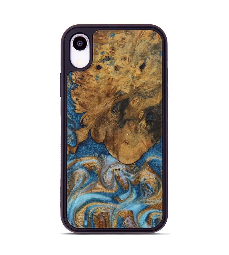 iPhone Xr Wood Phone Case - Sharla (Teal & Gold, 730375)