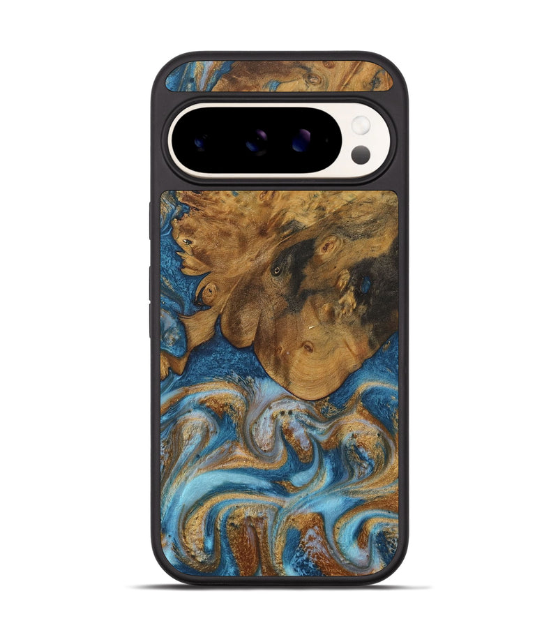 Pixel 9 Wood Phone Case - Sharla (Teal & Gold, 730375)