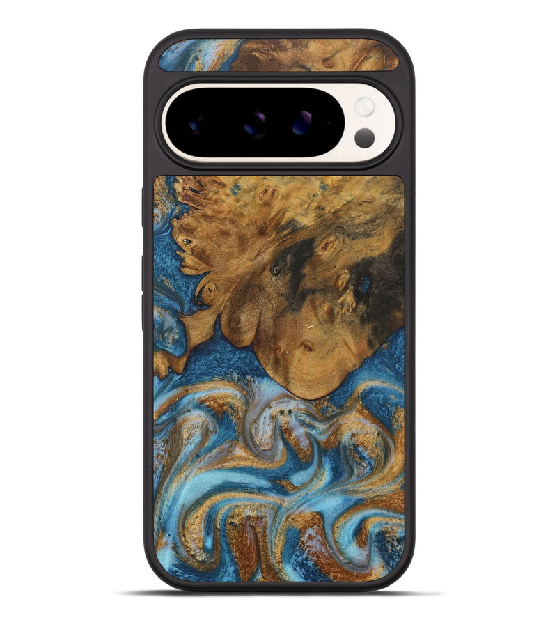 Pixel 9 Pro XL Wood Phone Case - Sharla (Teal & Gold, 730375)