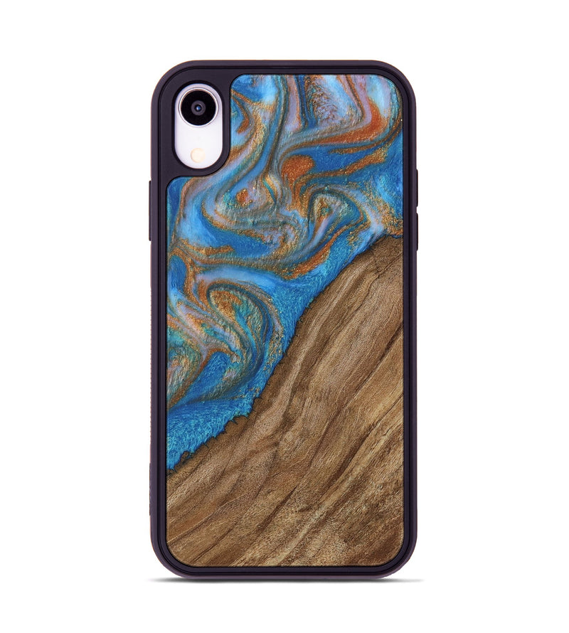 iPhone Xr Wood Phone Case - Tadio (Teal & Gold, 730379)