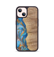 iPhone 14 Wood Phone Case - Marty (Teal & Gold, 730385)