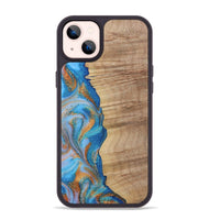 iPhone 14 Plus Wood Phone Case - Marty (Teal & Gold, 730385)