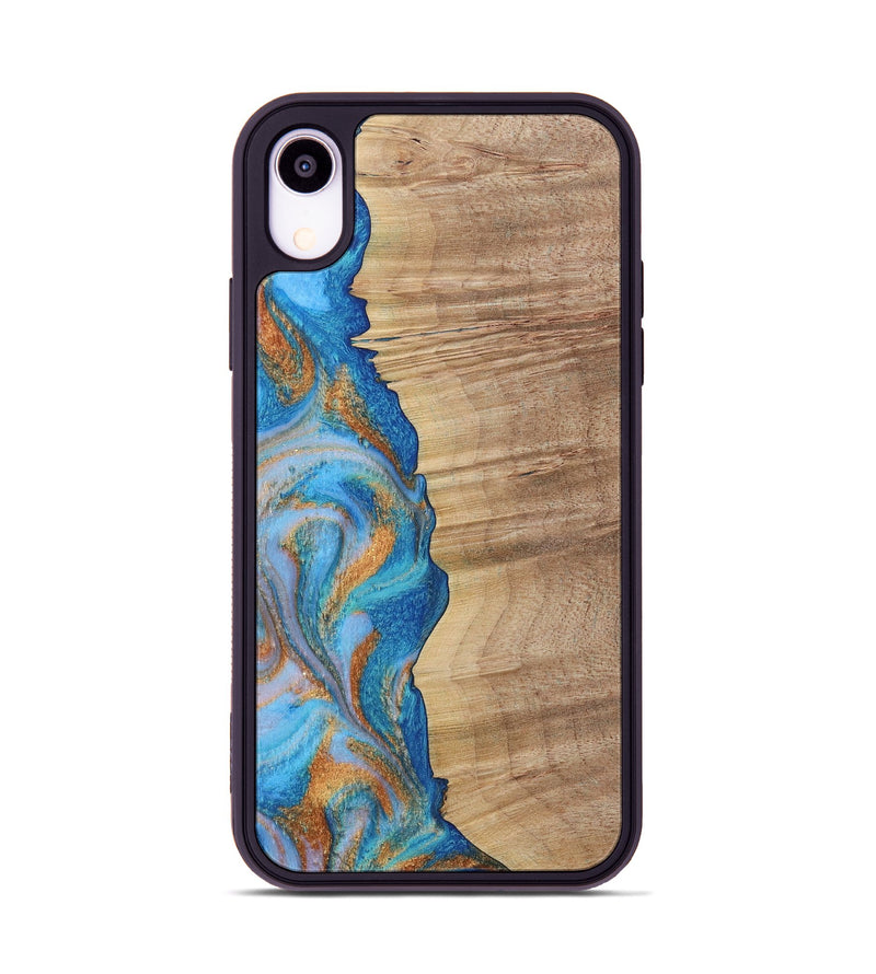 iPhone Xr Wood Phone Case - Marty (Teal & Gold, 730385)