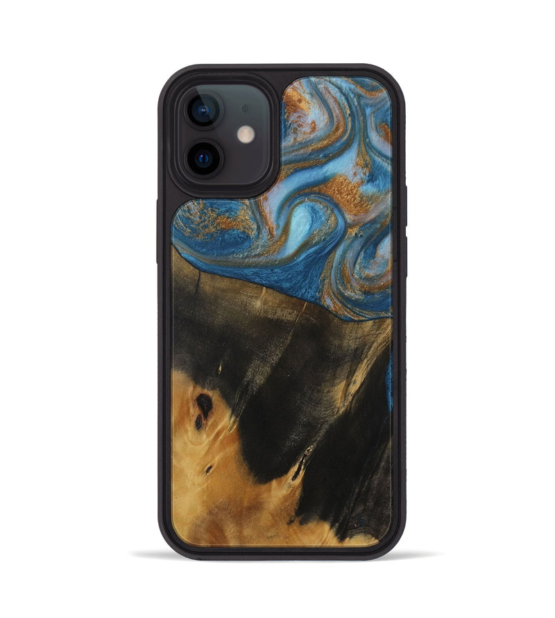 iPhone 12 Wood Phone Case - Marlene (Teal & Gold, 730401)