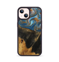 iPhone 14 Wood Phone Case - Marlene (Teal & Gold, 730401)