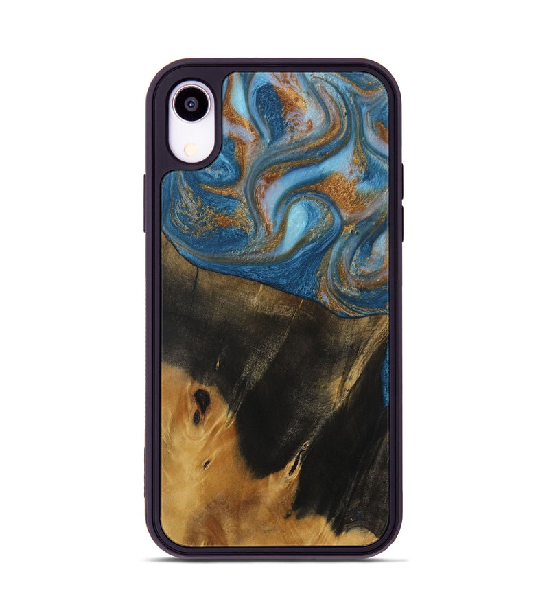 iPhone Xr Wood Phone Case - Marlene (Teal & Gold, 730401)