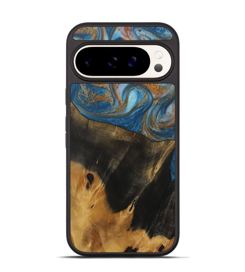 Pixel 9 Wood Phone Case - Marlene (Teal & Gold, 730401)