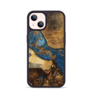 iPhone 14 Wood Phone Case - Shir (Teal & Gold, 730406)