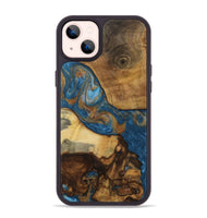 iPhone 14 Plus Wood Phone Case - Shir (Teal & Gold, 730406)