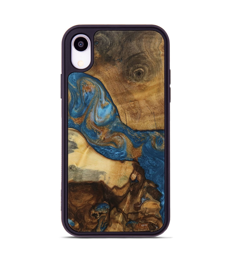 iPhone Xr Wood Phone Case - Shir (Teal & Gold, 730406)