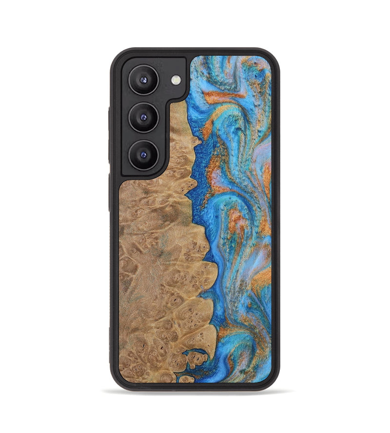 Galaxy S23 Wood Phone Case - Alayne (Teal & Gold, 730407)