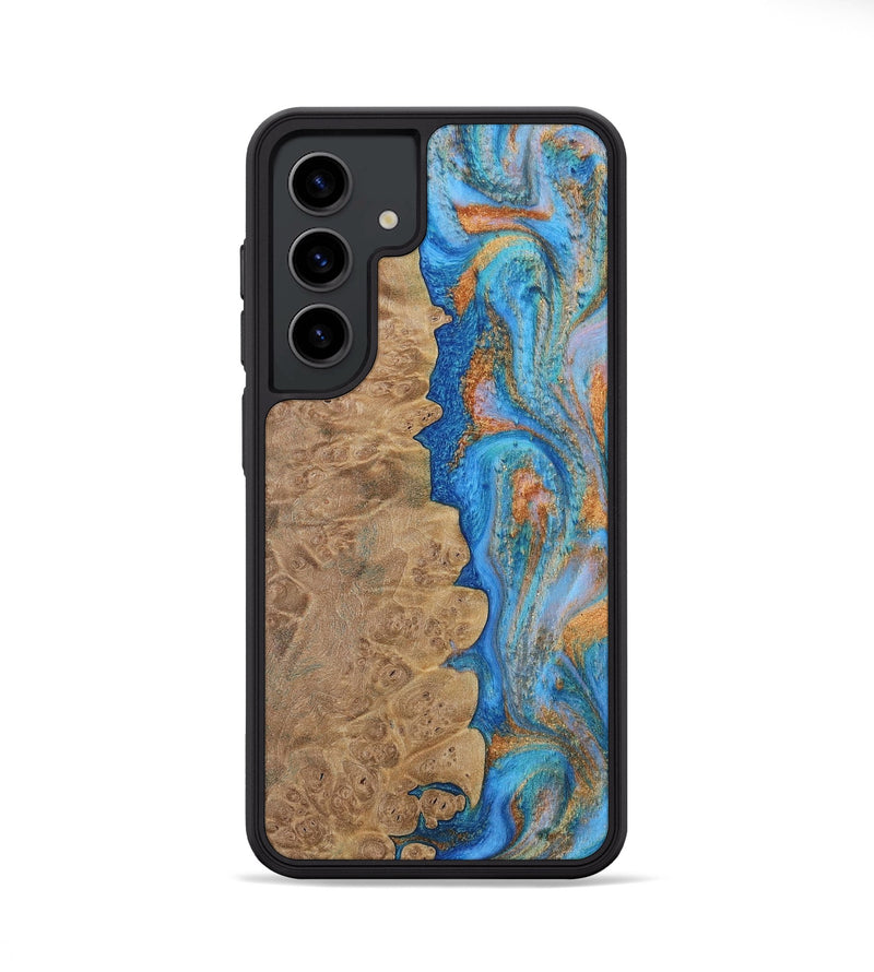 Galaxy S24 Wood Phone Case - Alayne (Teal & Gold, 730407)