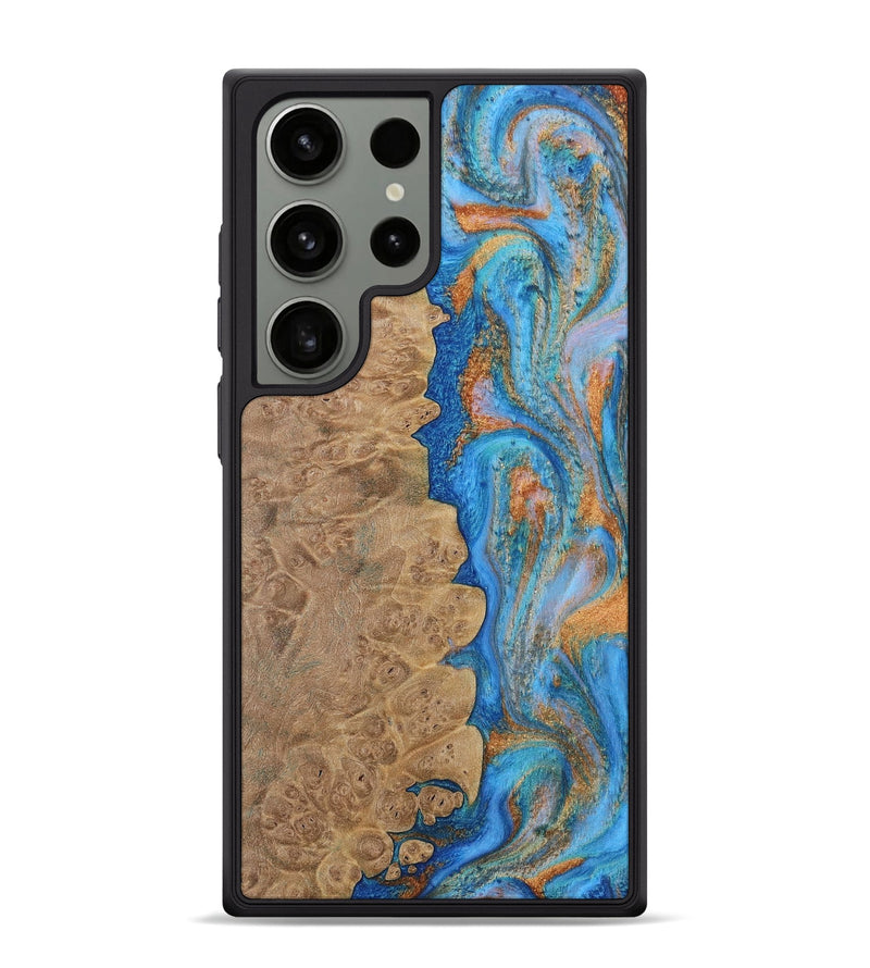 Galaxy S24 Ultra Wood Phone Case - Alayne (Teal & Gold, 730407)