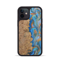 iPhone 12 Wood Phone Case - Alayne (Teal & Gold, 730407)