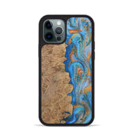 iPhone 12 Pro Wood Phone Case - Alayne (Teal & Gold, 730407)