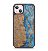 iPhone 14 Plus Wood Phone Case - Alayne (Teal & Gold, 730407)