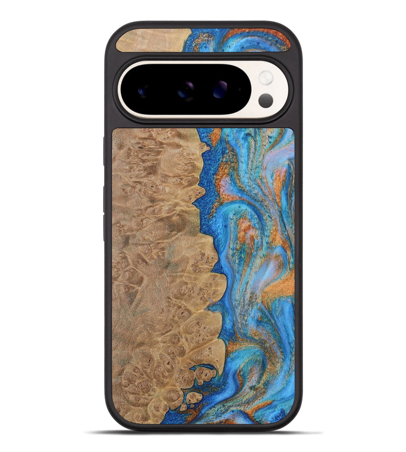 Pixel 9 Pro XL Wood Phone Case - Alayne (Teal & Gold, 730407)