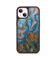 iPhone 14 Wood Phone Case - Vicente (Teal & Gold, 730408)