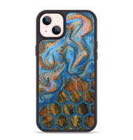 iPhone 14 Plus Wood Phone Case - Vicente (Teal & Gold, 730408)