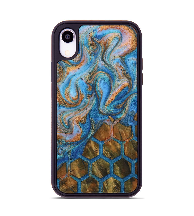 iPhone Xr Wood Phone Case - Vicente (Teal & Gold, 730408)